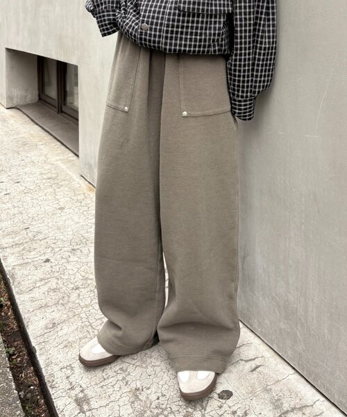 スウェットパンツ ジャージ 「UNISEX」「シルエット調整可」ピグメント加工ワッフルイージーパンツ/WEB限定カラーあり レディース メンズの画像