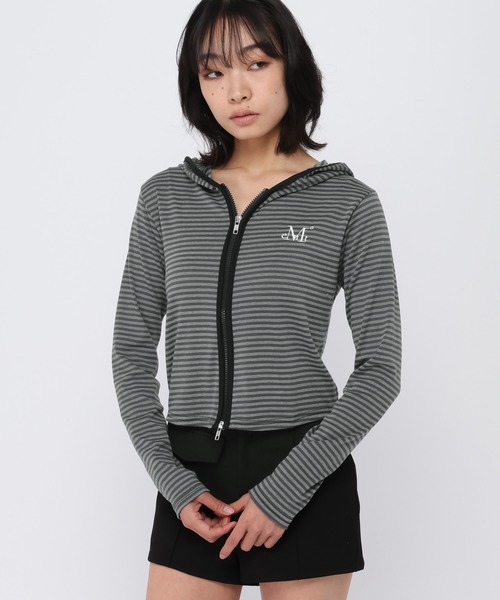 MUCENT（ムセント） パーカー 「UNISEX」MUCENT／2WAYボーダージップ