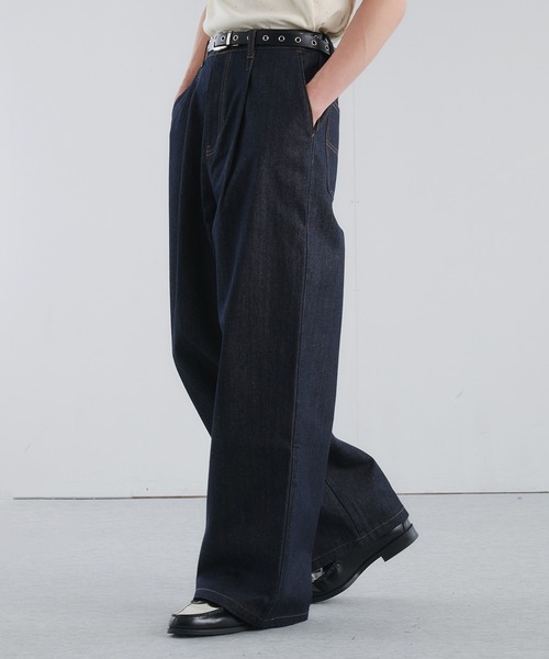 Adoon plain ジーンズ RIGID DENIM 1-TUCK WIDE PANTS / リジット