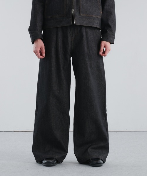 Adoon plain ジーンズ RIGID DENIM 1-TUCK WIDE PANTS / リジット