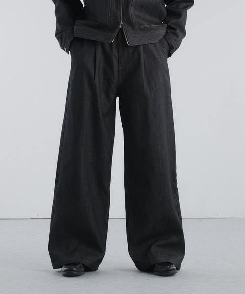 Adoon plain ジーンズ RIGID DENIM 1-TUCK WIDE PANTS / リジット