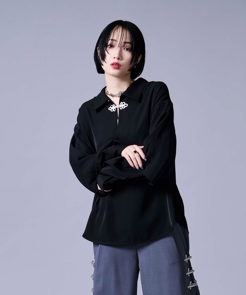 Ellno Loset（エルノロゼット） シャツ ソデレイヤードスキッパー