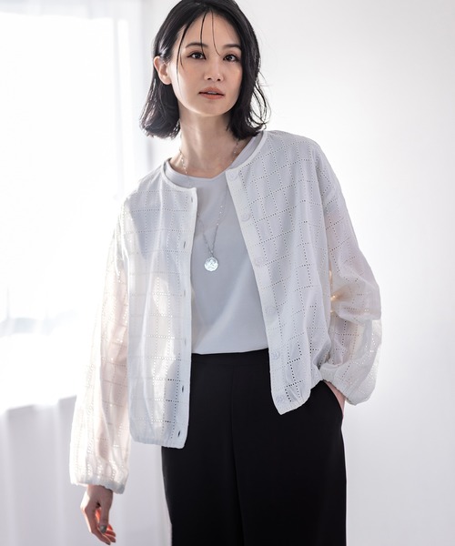 「A/C DESIGN BY ALPHA CUBIC」 長袖ブラウス 11号 オフホワイト レディース_画像5