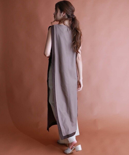 「HER CLOSET」 「Avvenente」ノースリーブワンピース M モカ レディース_画像4