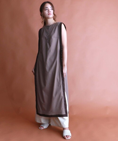 「HER CLOSET」 「Avvenente」ノースリーブワンピース M モカ レディース_画像9