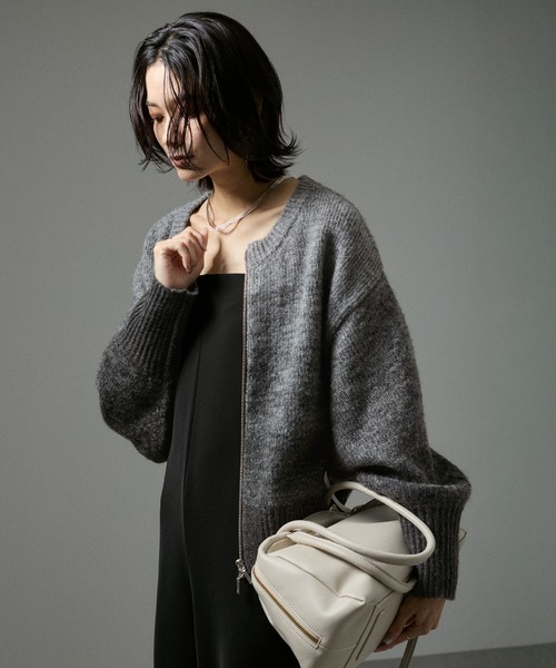 「SALON adam et rope'」 ニットカーディガン FREE グレー レディース_画像6