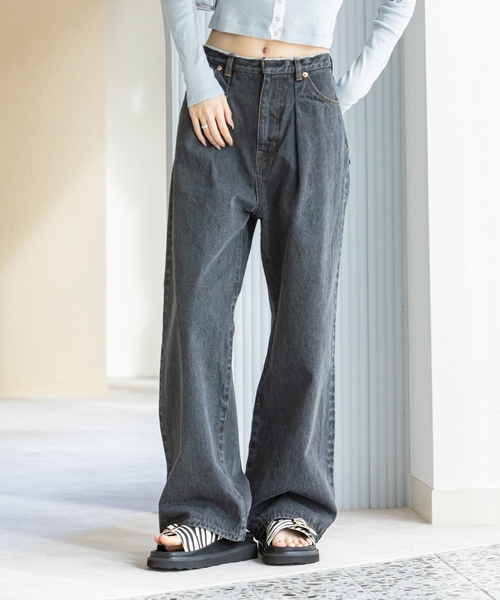 「U by SPICK\u0026SPAN」 デニムパンツ 24 コバルトブルー レディースの画像