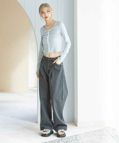 「U by SPICK\u0026SPAN」 デニムパンツ 24 コバルトブルー レディースの画像