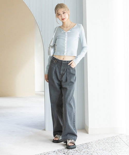 「U by SPICK\u0026SPAN」 デニムパンツ 24 コバルトブルー レディースの画像