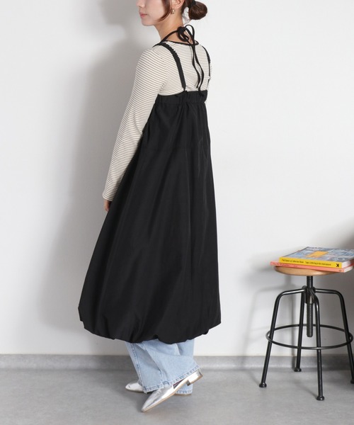 Sybilla トリアセテート バルーンシルエットワンピース ブラック L cepo（セポ） パーティードレス ワンピース 「セットアップ対応可能