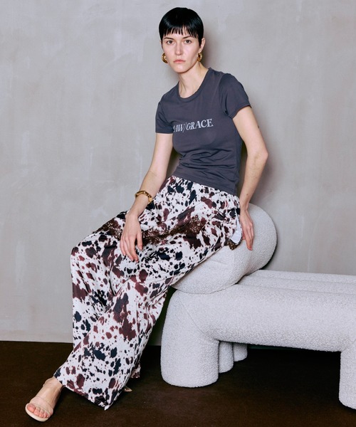 パンツ 「PRE-ORDER」Wrap Satin Lace Pants/ラップサテンレースパンツ レディースの画像
