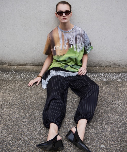 パンツ 「PRE-ORDER」Wrap Satin Lace Pants/ラップサテンレースパンツ レディースの画像