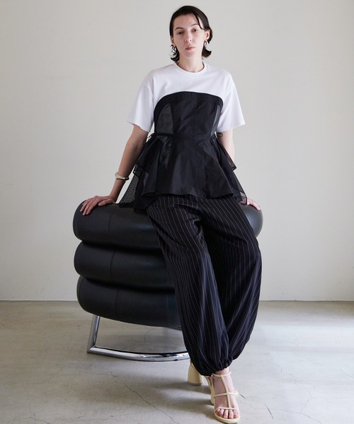 パンツ 「PRE-ORDER」Wrap Satin Lace Pants/ラップサテンレースパンツ レディースの画像