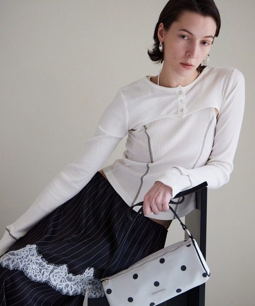 パンツ 「PRE-ORDER」Wrap Satin Lace Pants/ラップサテンレースパンツ レディースの画像