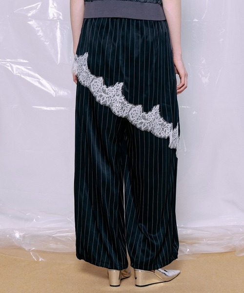 パンツ 「PRE-ORDER」Wrap Satin Lace Pants/ラップサテンレースパンツ レディースの画像