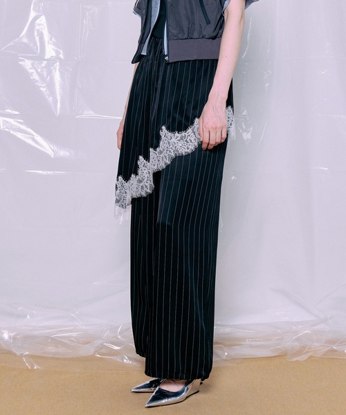パンツ 「PRE-ORDER」Wrap Satin Lace Pants/ラップサテンレースパンツ レディースの画像
