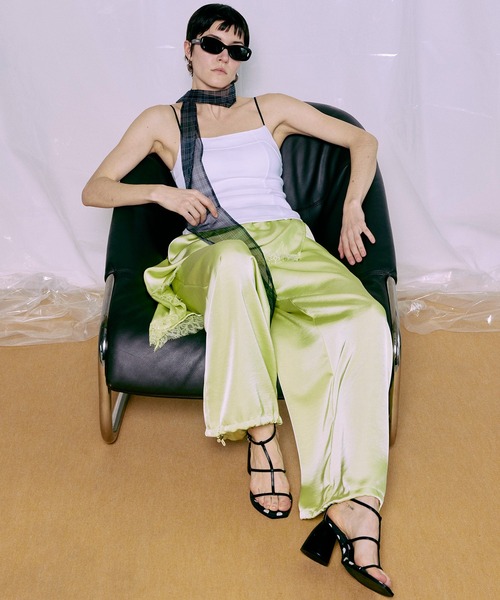 パンツ 「PRE-ORDER」Wrap Satin Lace Pants/ラップサテンレースパンツ レディースの画像