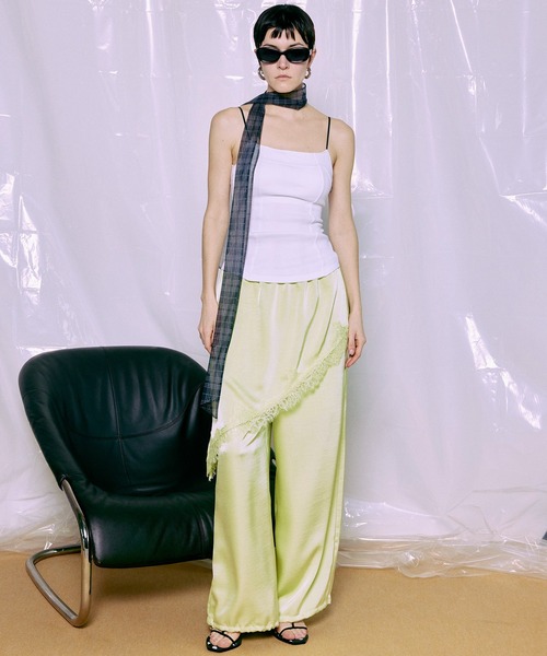 パンツ 「PRE-ORDER」Wrap Satin Lace Pants/ラップサテンレースパンツ レディースの画像
