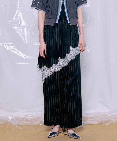パンツ 「PRE-ORDER」Wrap Satin Lace Pants/ラップサテンレースパンツ レディースの画像