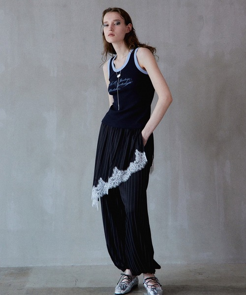 パンツ 「PRE-ORDER」Wrap Satin Lace Pants/ラップサテンレースパンツ レディースの画像