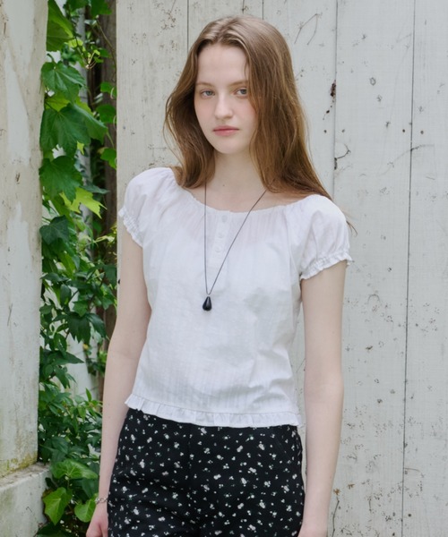 ブラウス シャツ 2way henley neck blouse / 2way ヘンリーネックブラウス レディースの画像