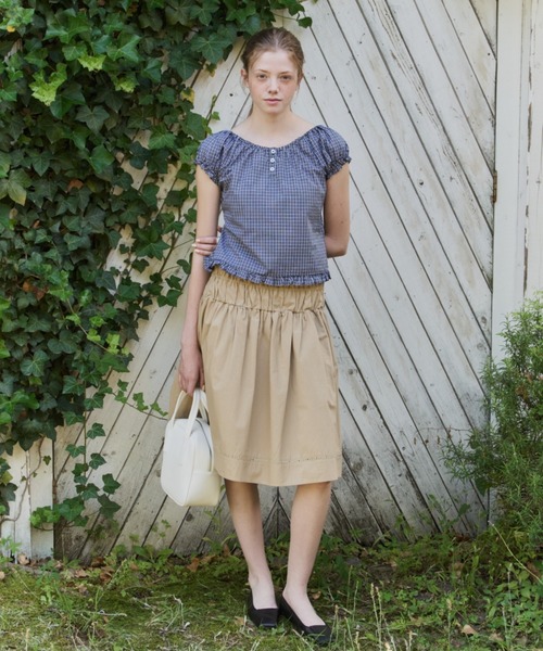 GIUNON ブラウス シャツ 夏 半袖 2way henley neck blouse / 2way