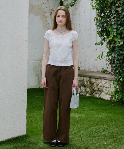 ブラウス シャツ 2way henley neck blouse / 2way ヘンリーネックブラウス レディースの画像