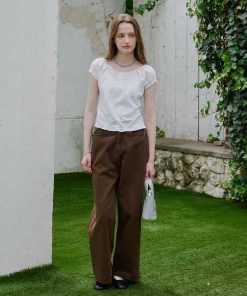 ブラウス シャツ 2way henley neck blouse / 2way ヘンリーネックブラウス レディースの画像
