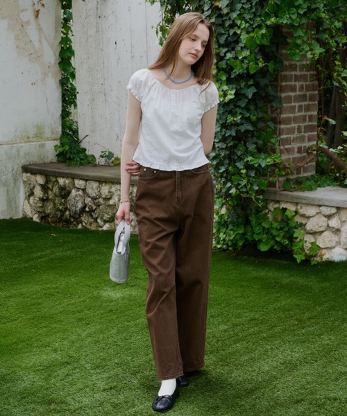 ブラウス シャツ 2way henley neck blouse / 2way ヘンリーネックブラウス レディースの画像