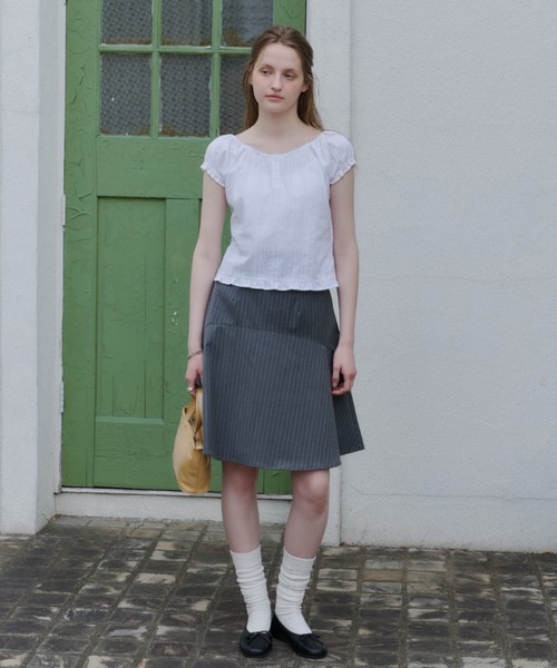 ブラウス シャツ 2way henley neck blouse / 2way ヘンリーネックブラウス レディースの画像