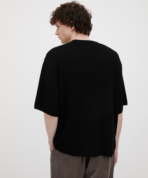 tシャツ 18Gコンパクトコットン ワッフルヘンリーTシャツ メンズの画像