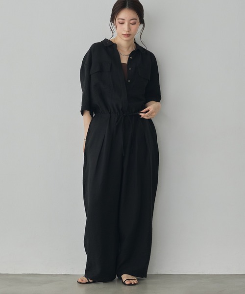 HAUNT ハウント オールインワン　25SS 定価35,200円 黒 ロング hunch（ハンチ） オールインワン パラシュートファブリック