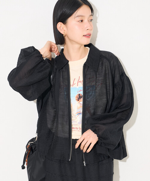 YONFA ヨンファ　スモークシアーブルゾン　ブラック FREAK'S STORE（フリークスストア） ブラウス シャツ 夏 シアー