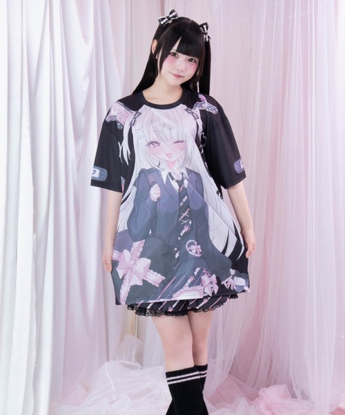 mine by LAFARY tシャツ 半袖 「ビビちゃん×mine」フルグラフィックT