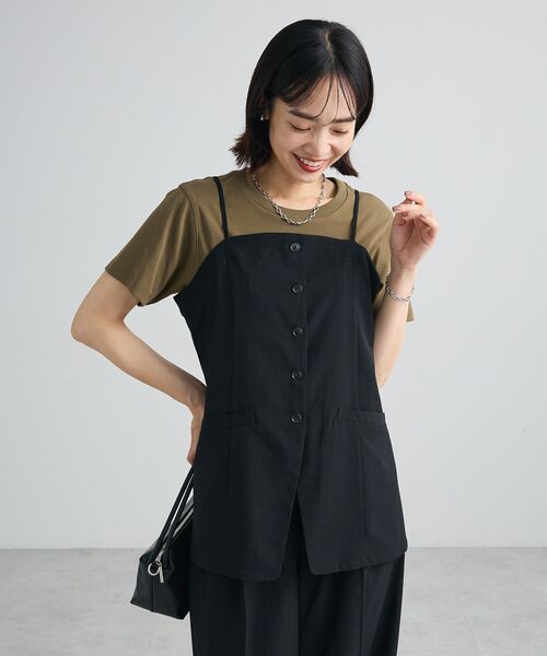 Green Parks（グリーンパークス） ベスト ジレ 麻調合繊レイヤード