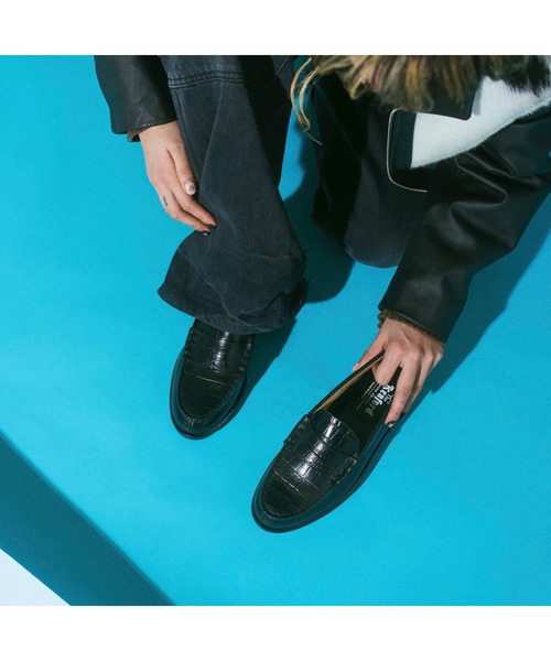 The Kenford Fineshoes ローファー EMBOSSED LOAFERS BLACK CROCODILE