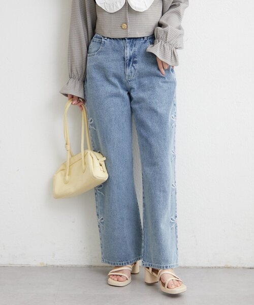 「continuer de NICE CLAUP」 デニムパンツ FREE グレー レディース_画像2