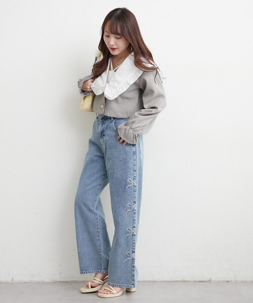 「continuer de NICE CLAUP」 デニムパンツ FREE グレー レディース_画像3