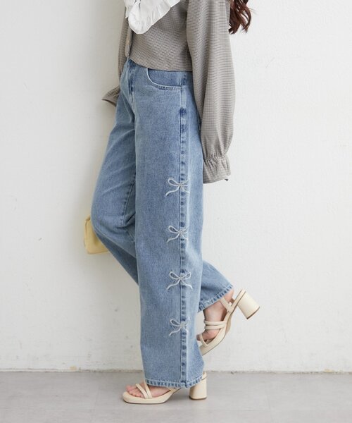 「continuer de NICE CLAUP」 デニムパンツ FREE グレー レディース_画像4