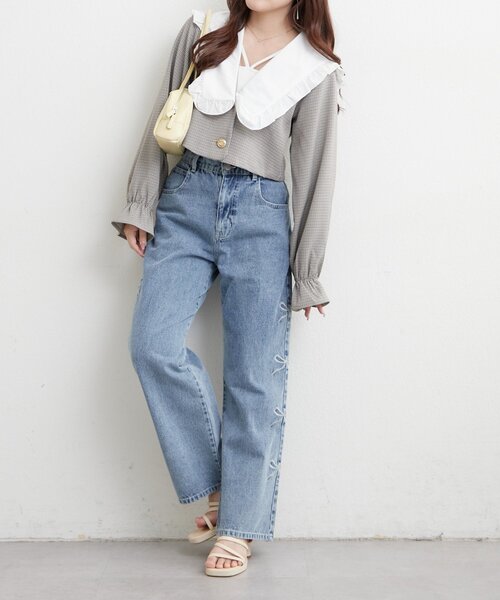 「continuer de NICE CLAUP」 デニムパンツ FREE グレー レディース_画像6