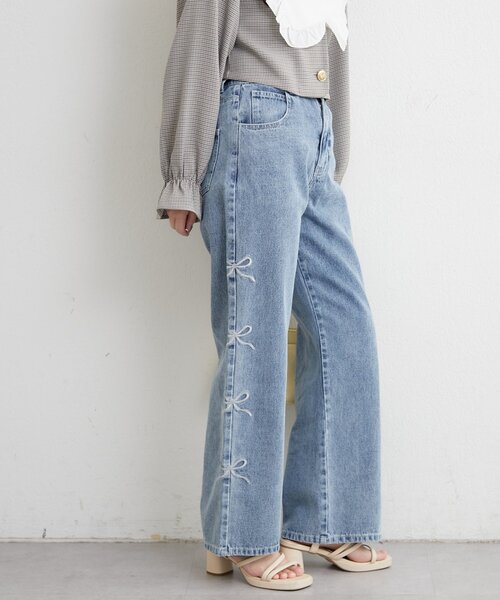 「continuer de NICE CLAUP」 デニムパンツ FREE グレー レディース_画像7