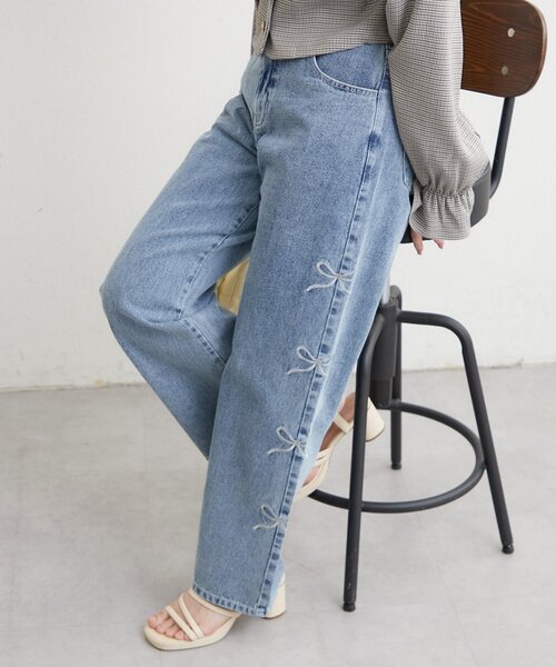 「continuer de NICE CLAUP」 デニムパンツ FREE グレー レディース_画像8