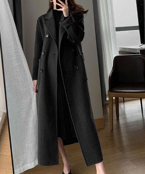 ZARA マンテコ ダブル チェスターコート ブラック 大きいサイズ マキシ丈 LUCPY コート チェスターコート ダブルブレストロングチェスターコート