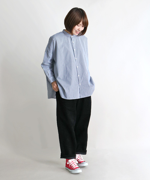 大人気人気 シャツ PayPayモール店 - 通販 - PayPayモール ブラウス FARMS SHIRT:スタンドカラーワイドシルエットシャツ ZOZOTOWN 安いNEW