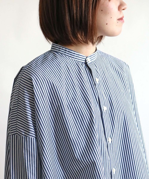 大人気人気 シャツ PayPayモール店 - 通販 - PayPayモール ブラウス FARMS SHIRT:スタンドカラーワイドシルエットシャツ ZOZOTOWN 安いNEW