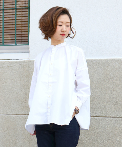 大人気人気 シャツ PayPayモール店 - 通販 - PayPayモール ブラウス FARMS SHIRT:スタンドカラーワイドシルエットシャツ ZOZOTOWN 安いNEW