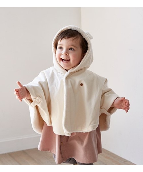 ポンチョ Hoppetta オーガニックコットン リバーシブルマント キッズ 子供服 男の子 女の子の画像