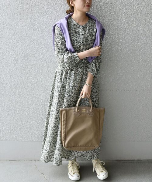 SHIPS any ワンピース any: ラインフラワープリント バンドカラー