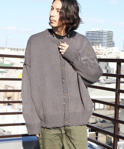 カーディガン ダメージクルーネックカーディガン Zozotown Paypayモール店 通販 Paypayモール