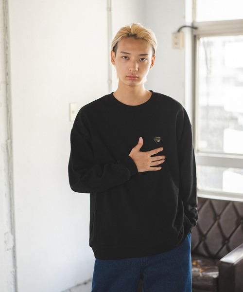 トレーナー スウェット 「Re:one」BOX TAPE L/S mustard sweat(MA) レディース メンズ ARCADE トレーナー スウェット 裏起毛 無地 メンズ レディース